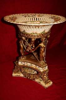 Antique Bronze Figural Porcelain Compote Tazza Tureen Bowl Centerpiece 