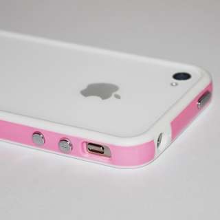 White Pink Hard Bumper Case Cover with Metal Buttons For Apple iPhone 