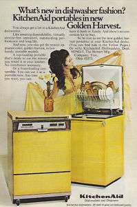 1969 KITCHEN AID DISHWASHER GOLD Vintage Print Ad  