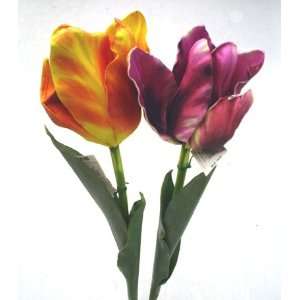   /Purple Colored French Tulip Spray Silk Flowers 29