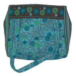Laura Ashley Aqua Floral Handbag  Overstock
