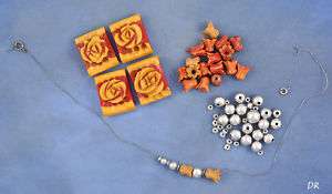 Early Red Bakelite Bracelet Necklace Sterling Beads  