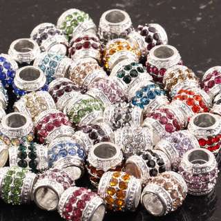   Fashion Rhinestone Crystal Loose Spacer Beads Charm European Bracelets