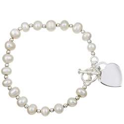   Essentials Sterling Silver 6 inch Freshwater Pearl Childs Bracelet