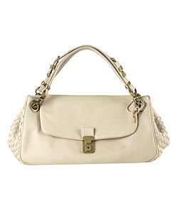 Bottega Veneta Ivory Leather Satchel Bag  Overstock