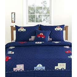 Cottage Home Toy Cars Reversible Solid Quilt Set (Twin)  Overstock 