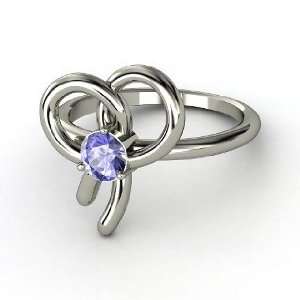  Bow Ring, Round Tanzanite Sterling Silver Ring Jewelry