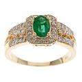 Yach 10k Yellow Gold Zambian Emerald and 1/3ct TDW Diamond Ring (G H 