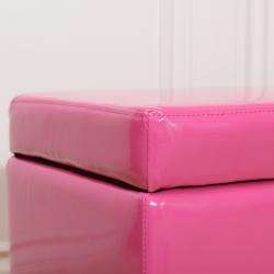 Pink Patent Leather Bench Storage Ottoman  Overstock