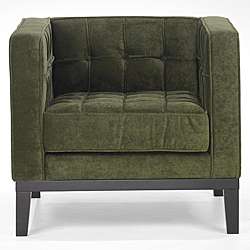 Green Chenille/ Hardwood Chair  
