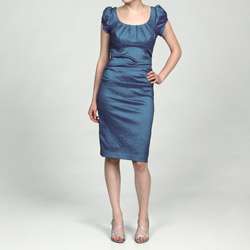 Fashions Womens Steel Blue Ruched Puff sleeve Dress  Overstock 