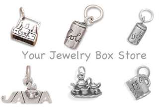 925 Sterling Silver Drink Themed Charms  