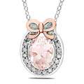 10k Pink Gold Morganite and 1/10ct TDW Diamond Necklace (G H, I2 I3 