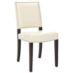 Broadway Cream Leather Nailhead Side Chair  Overstock