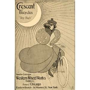  1896 Ad Crescent Bicycles Sky High Western Wheel Works 