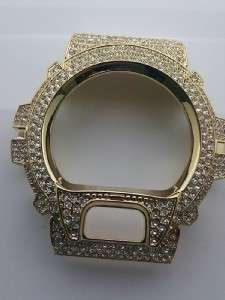 Shock 6900 Stainless Steel Custom Bezel Gold with Clear Crystals 