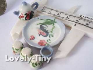 Dollhouse Miniature Ceramic Tea Set Chiness Chicken  