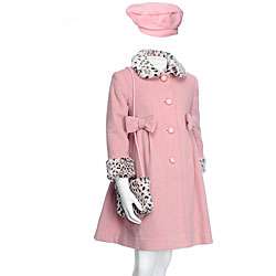 Rothschild Girls Pink 3 piece Wool Coat Set  Overstock