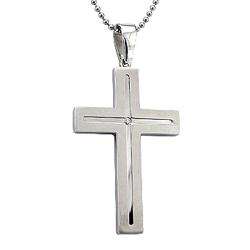 Stainless Steel Diamond Accent Large Cross Necklace  Overstock