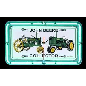   Deere Tractor Truck Green Neon License Plate Clock: Home & Kitchen
