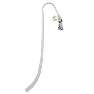  Spotted Dog Silver Plated Charm Bookmark with AB Crystal 