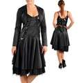 Stanzino Womens Black Sweetheart Bustier Ruffled Dress   