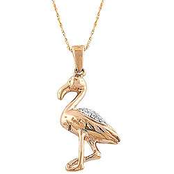 10k Pink Gold Diamond Accent Flamingo Necklace  Overstock