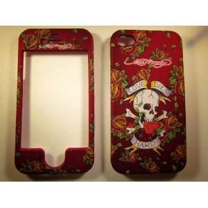  Ed Hardy Love Dies Red iPhone 4 4G 4S Faceplate Case Cover 