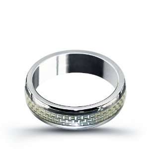 Tungsten Dome Shape Ring With Carbon Fiber Inlayfort Fit.Width 6mm 