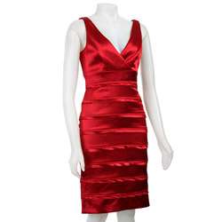 Scarlett Nite Womens Red Satin V neck Dress  Overstock