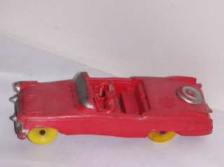 Vintage Rubber Toy Red Convertable Car Miss Passenger  
