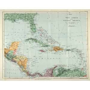  1901 Lithograph West Indies & Central America Gulf of 