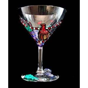 Wine Festival Design   Hand Painted   Grande Martini Glass   10 oz 