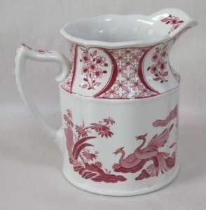   1915 Furnivals Limited Old Chelsea 6 Red Transfer Ware Pitcher  