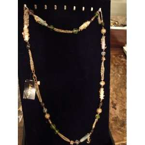  Cookie Lee Brown and Green Beads Necklace Arts, Crafts 