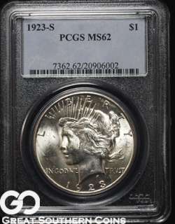 1923 S PCGS Peace Silver Dollar PCGS MS 62 ** BLAZER  