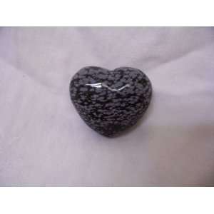 Snowflake Obsidian Puffy Gemstone Heart, 1 3/4 across