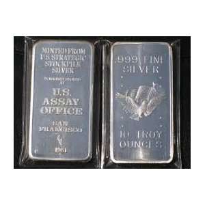   10 Oz 999 Silver Bar U.s. Strategic Stockpile Assay 