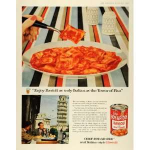  1956 Ad Tower of Pisa Italy Chef Boy Ar Dee Ravioli Canned Foods 
