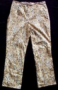 Ladies Susan Bristol Cotton Pants Tiger Print Sz 12  