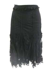 HAZEL Black Calf Length Sheer Ruffle Skirt Sz S  