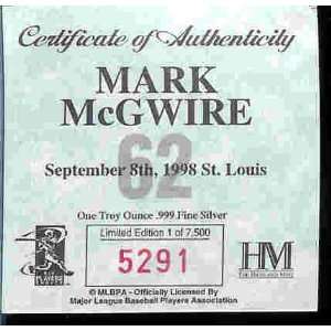   Coin Silver: Mark McGwire   St Louis Cardinals   62 Home Runs: Sports