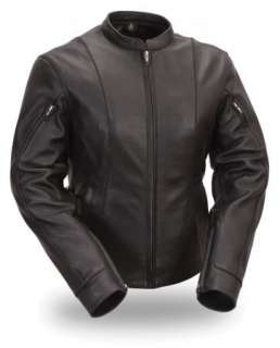 Womens Black Leather Side Buckle Biker Racer Jacket Zip Out Thermal 
