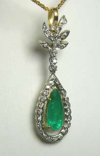 40 cts Classic! Art Deco Colombian Emerald & Diamond Pendant  