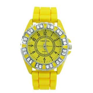   Crystal Stone Bling Shiny Silicone Round Wrist Watch M685  