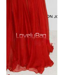 2012 Red Ruched Chiffon Empire Tunic Slim Fit Prom Ball Gown Long 