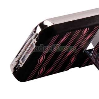 Piece Chrome Stand Case for iPhone 4 4G Pink Stripe  