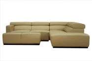 Well Full Leather Beige Sofa Set with Ottoman  Overstock