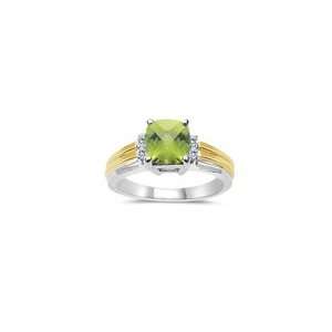  0.10 Cts Diamond & 1.02 Cts Peridot Ring in 14K Two Tone 