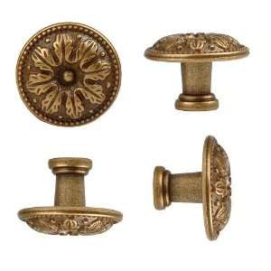   100516.09 Louis XVI Round Knob, 1.02 Inch Diameter, Antique Brass Dark